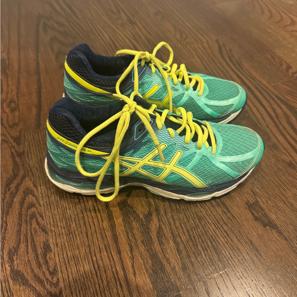 Asics Women's Sneakers - Teal and Yellow